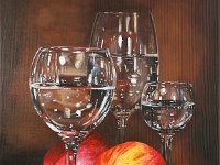 IMG 4140 strih  Jablka se sklenicemi - 50 x 40 cm - PRODÁNO